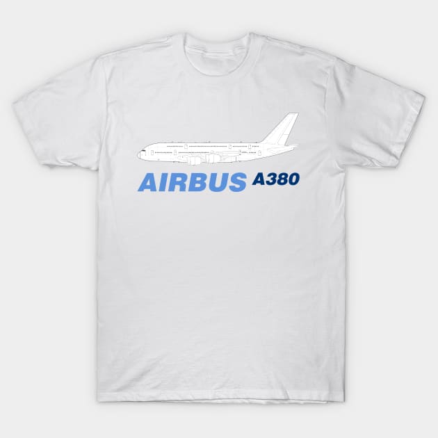 Airbus A380 Line Drawing T-Shirt by SteveHClark